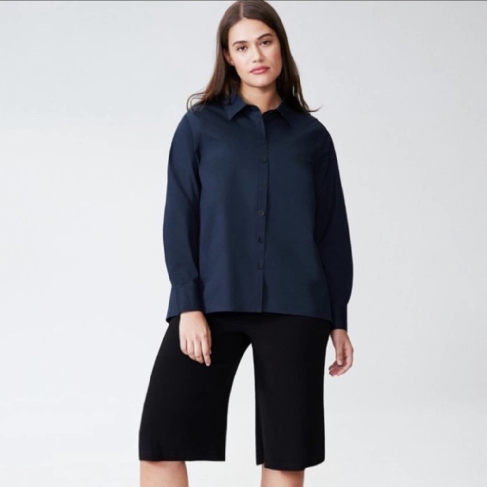Universal Standard canna poplin shirt blue 10 12